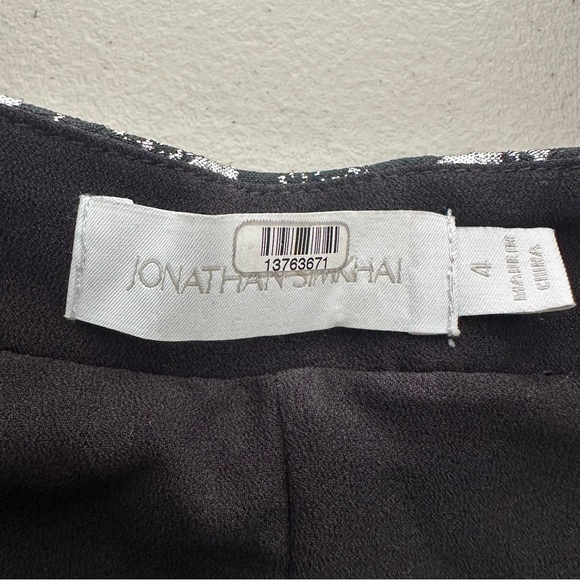 JONATHAN SIMKHAI Taylor Puff Balloon Sleeve Faux Wrap Black Metallic Top Size 4 - Picture 9 of 12